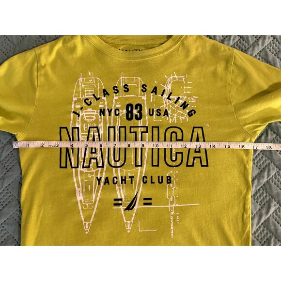 NAUTICA YOUTH LIME GREEN AND BLACK CREW NECK SHORT SLEEVE T-SHIRT SIZE M 10-12 - Picture 6 of 7